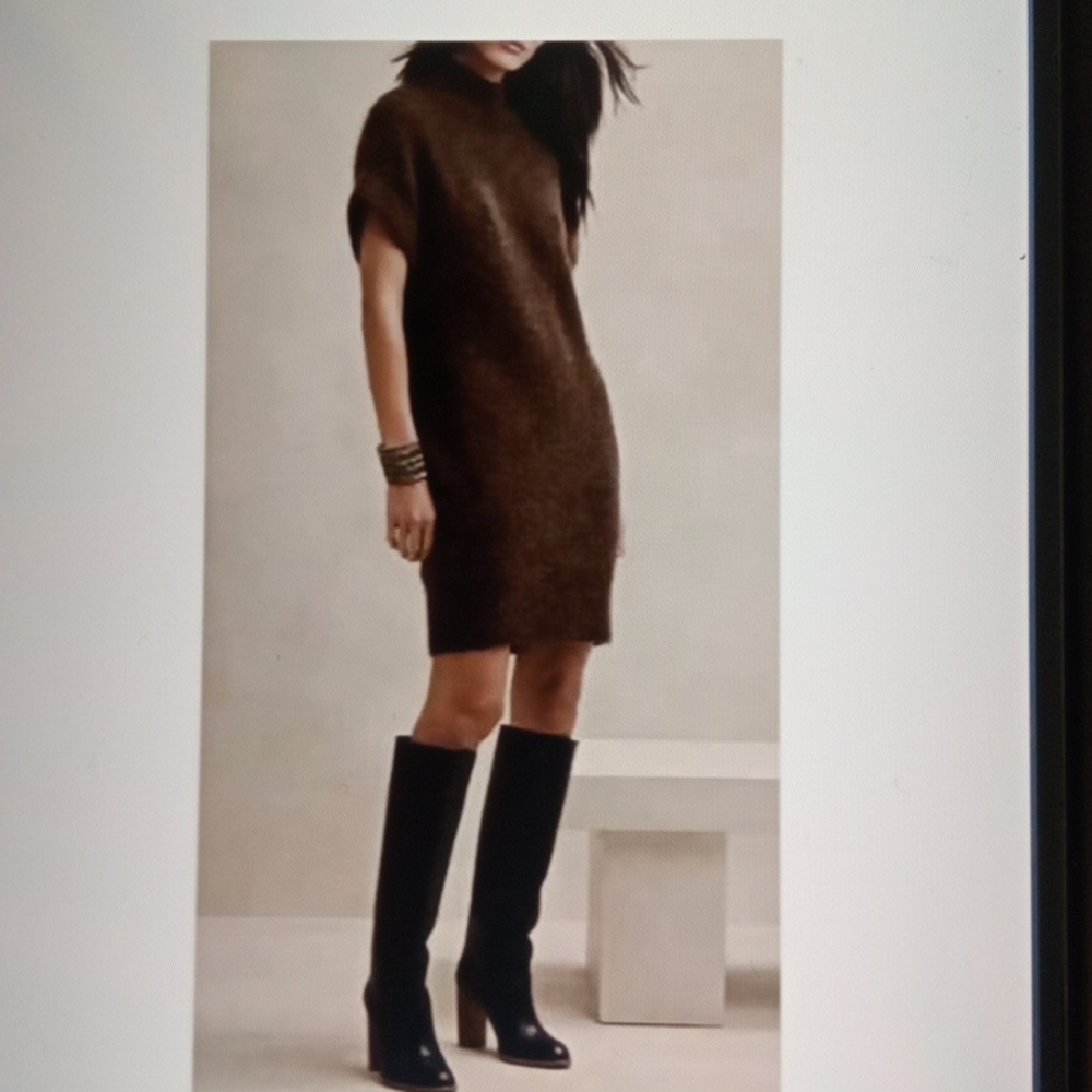 Banana Republic Alpaca Blend Chocolate Brown Mini Dress Andi Womens XS